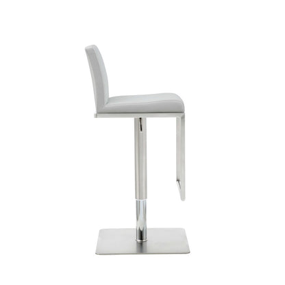 White And Silver Faux Leather And Steel Bar Chair