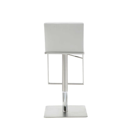 White And Silver Faux Leather And Steel Bar Chair
