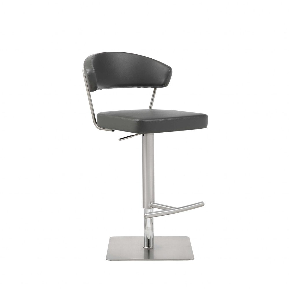 Black And Silver Faux Leather And Steel Bar Chair