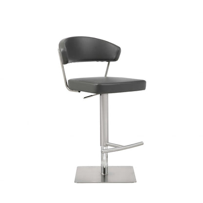 Black And Silver Faux Leather And Steel Bar Chair
