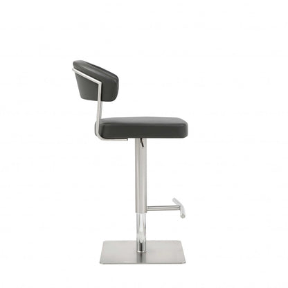 Black And Silver Faux Leather And Steel Bar Chair
