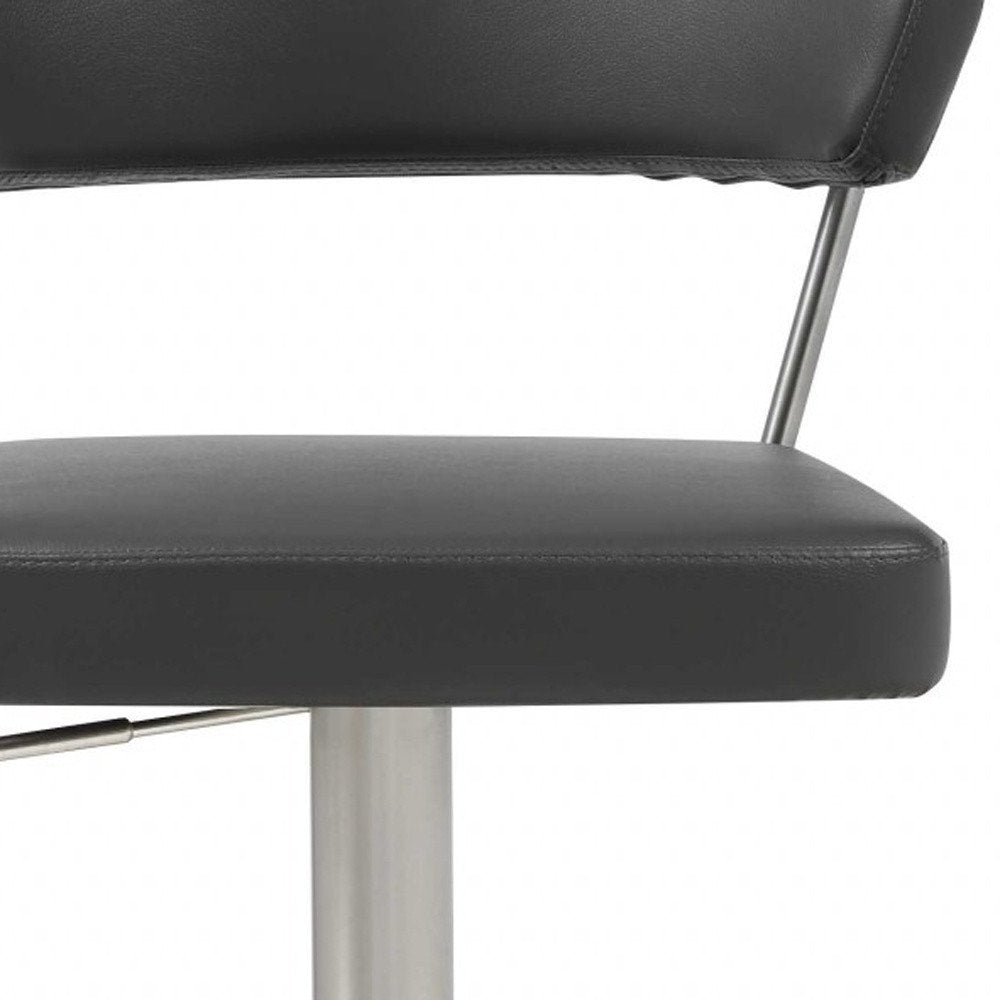 Black And Silver Faux Leather And Steel Bar Chair