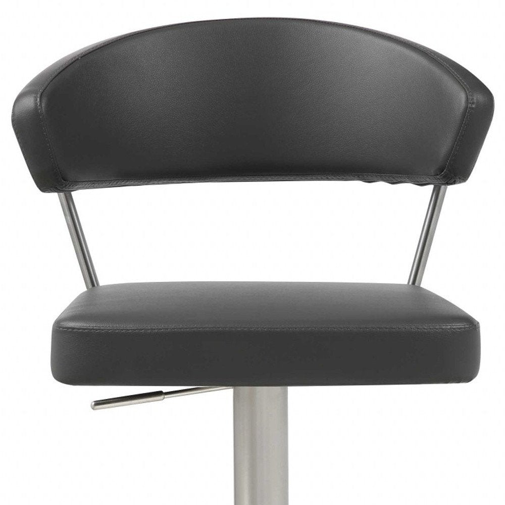 Black And Silver Faux Leather And Steel Bar Chair