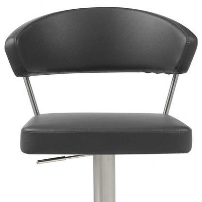 Black And Silver Faux Leather And Steel Bar Chair