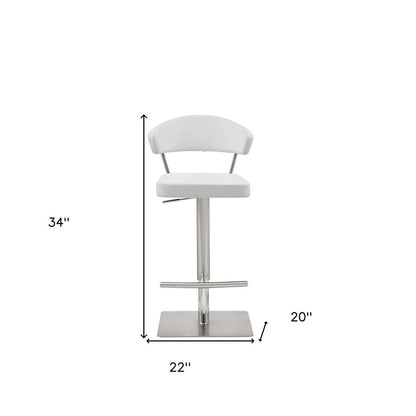 White And Silver Faux Leather And Steel Bar Chair