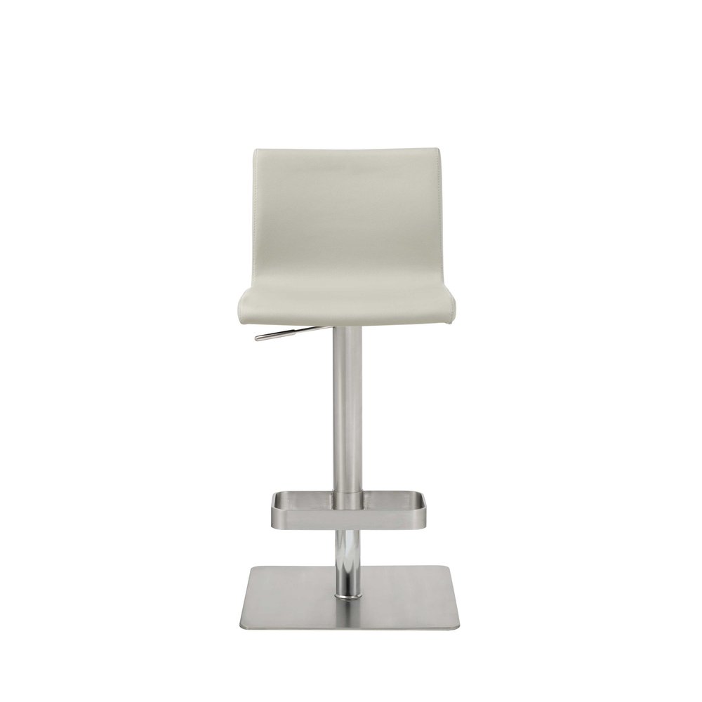 Light Gray And Silver Faux Leather And Steel Counter Height Bar Chair