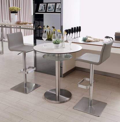 26 " Light Gray And Silver Stainless Steel Counter Height Bar Chair