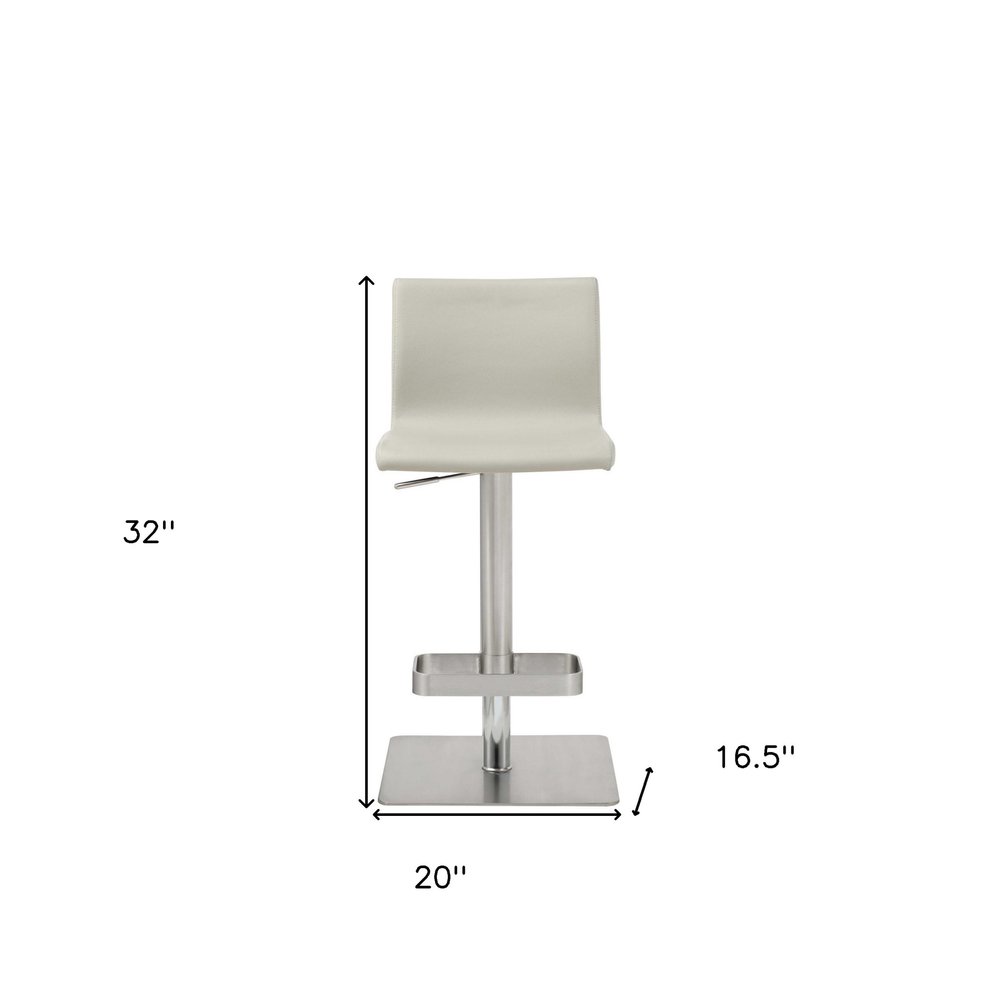 Light Gray And Silver Faux Leather And Steel Counter Height Bar Chair