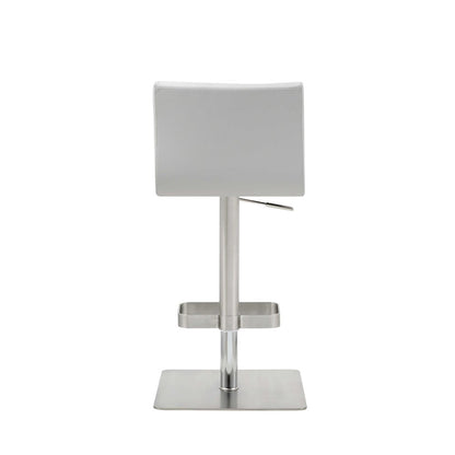 White And Silver Faux Leather And Steel Counter Height Bar Chair