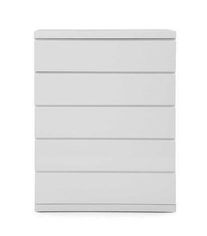 36" White Wood Five Drawer Dresser