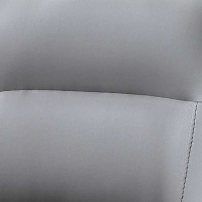 Set of Two Gray Upholstered Faux Leather Dining Side Chairs