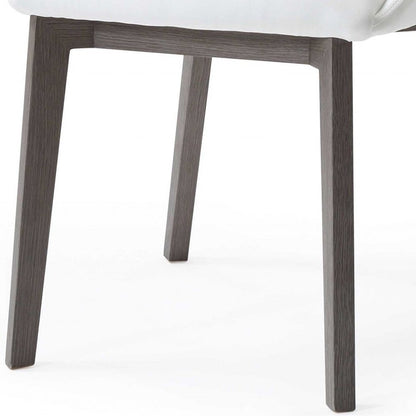 Set of Two White and Gray Upholstered Faux Leather Dining Side Chairs