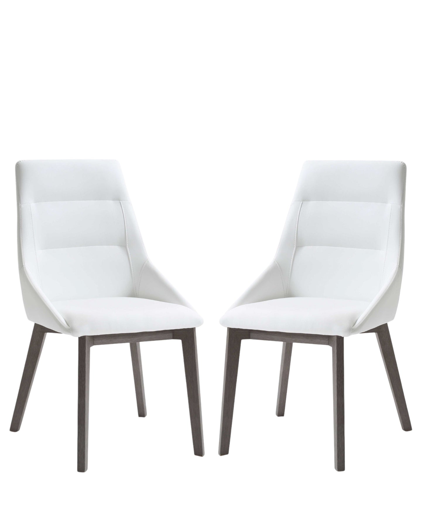 Set of Two White And Gray Upholstered Faux Leather Dining Side Chairs