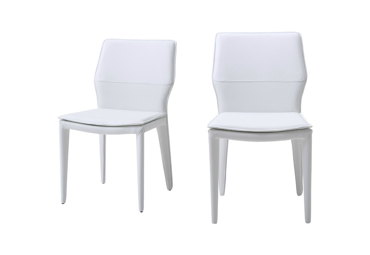 Set of Two White Slipcovered Upholstered Faux Leather Dining s