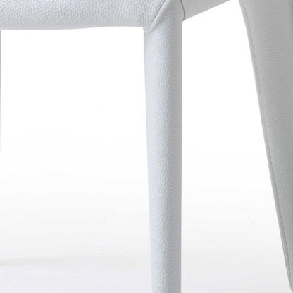 Set of Two White Slipcovered Upholstered Faux Leather Dining Side Chairs