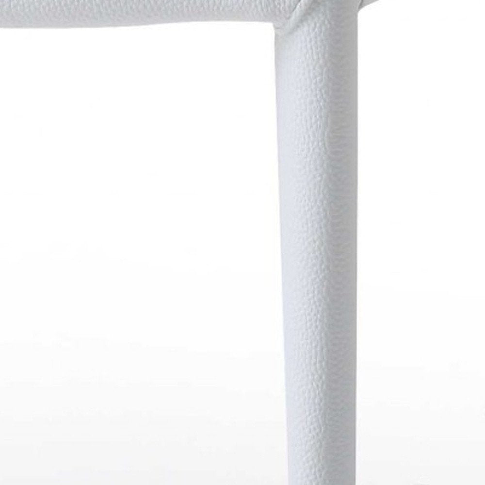 Set of Two White Slipcovered Upholstered Faux Leather Dining Side Chairs