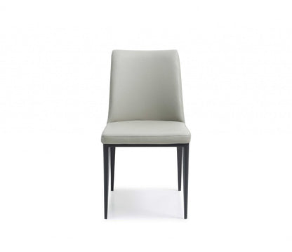 Set of Two Gray and Black Upholstered Faux Leather Dining Side Chairs