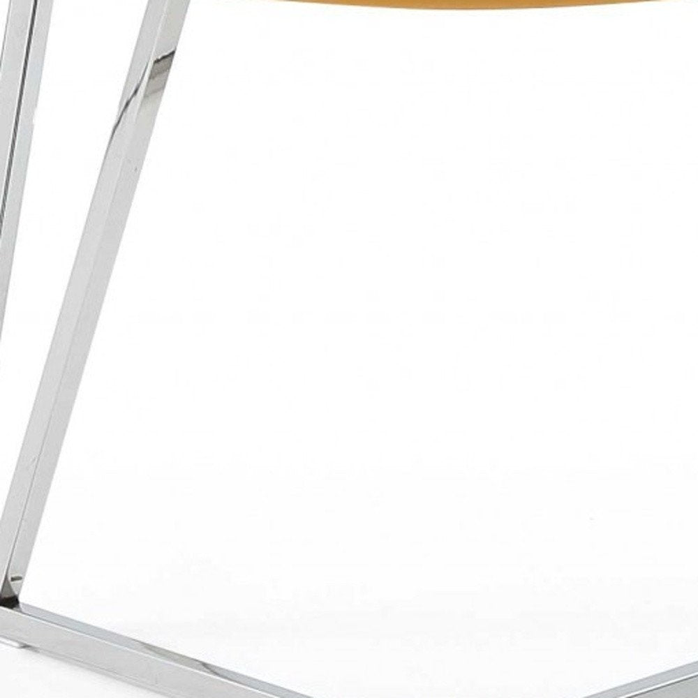 Set of Two Orange and Silver Upholstered Dining Side Chairs