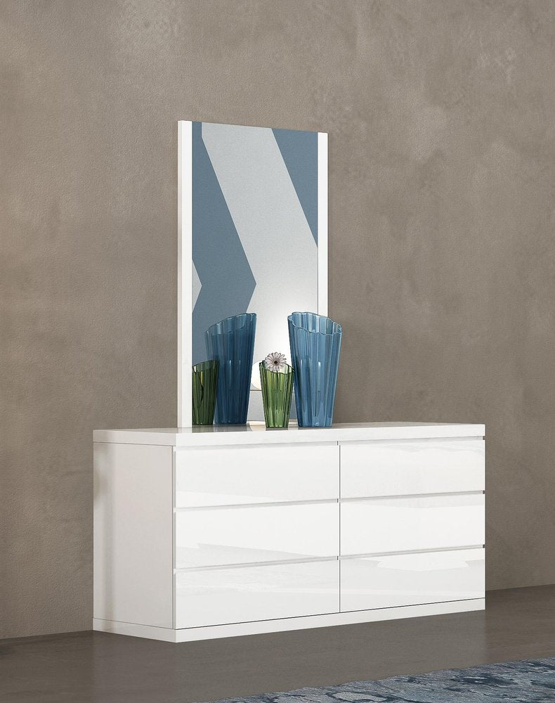 63" White Wood Six Drawer Double Dresser