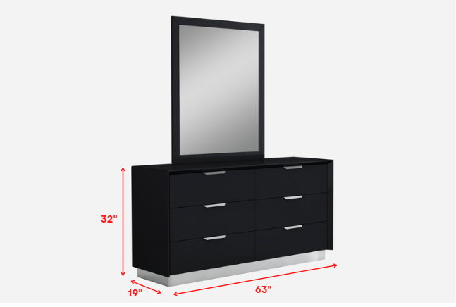 63 X 19 X 32 Gray Double Dresser