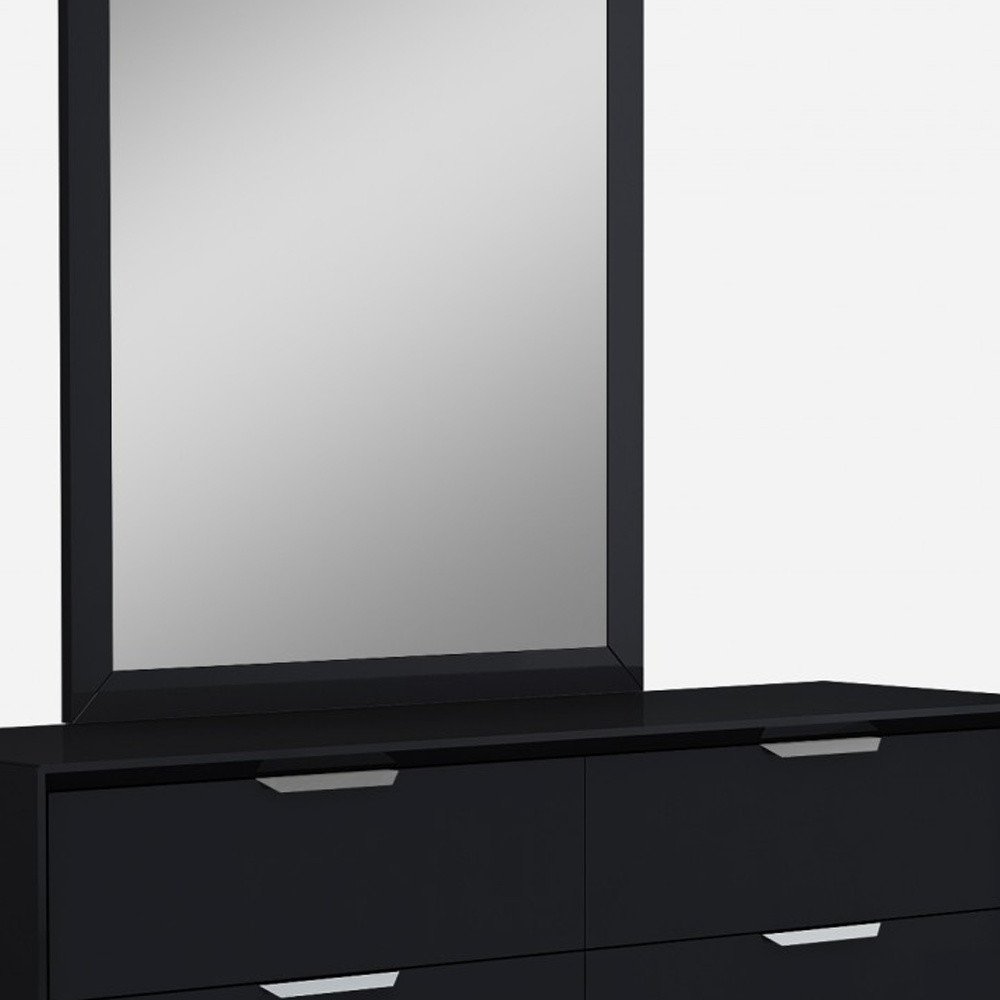 63" Black Wood Six Drawer Double Dresser