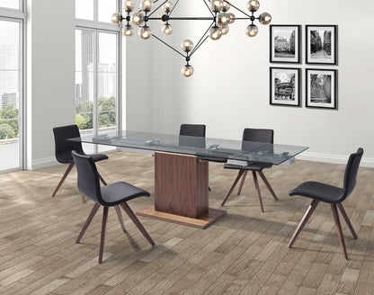 Contemporary Glass Extendable Pedestal Dining Table