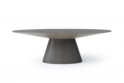 95" Gray Rounded Solid Wood Pedestal Base Dining Table