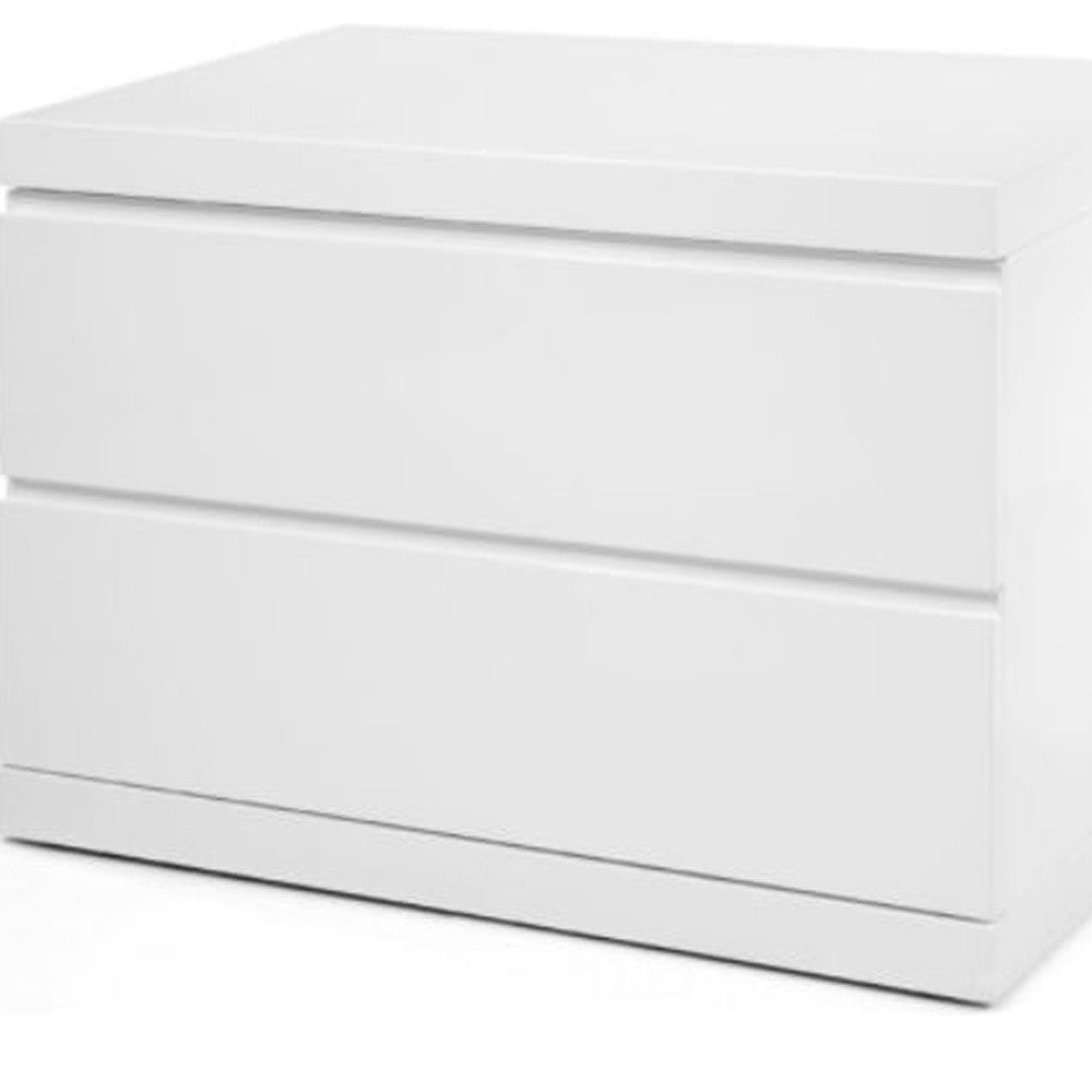 20" White Two Drawer Nightstand