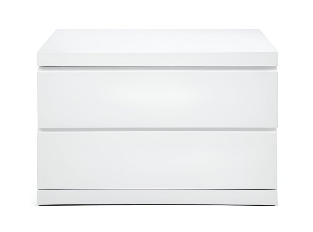 20" White Wood Two Drawer Nightstand