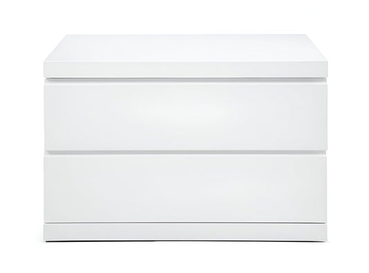 20" White Wood Two Drawer Nightstand