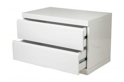 18" White Wood Two Drawer Nightstand