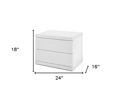 18" White Wood Two Drawer Nightstand