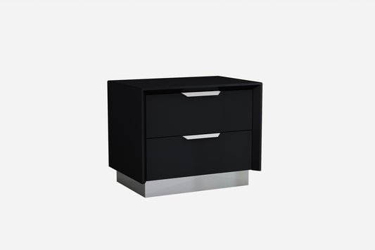 21" Black Wood Two Drawer Nightstand