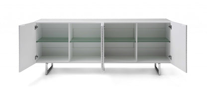 79" White Stainless Steel Solid Console Table