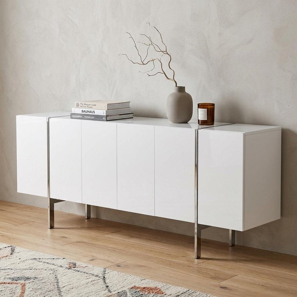95" White Stainless Steel Solid Console Table