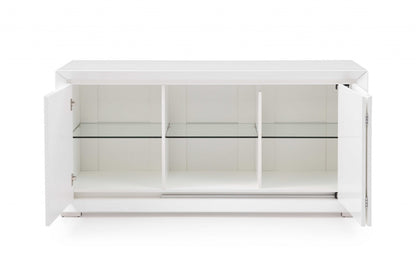 61" White Stainless Steel Solid Console Table