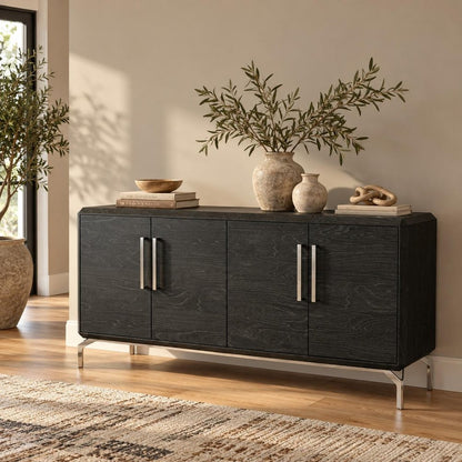 71" Gray Stainless Steel Solid Console Table