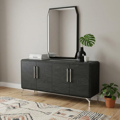 71" Gray Stainless Steel Solid Console Table