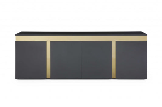 94" Black and Gold Buffet Server