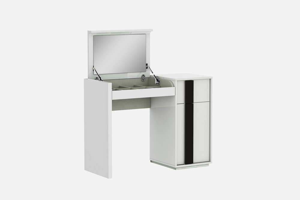 39" White And Black Wood Vanity Table