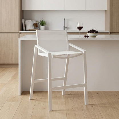 28" White Iron and Stainless Steel Counter Height Bar Chair