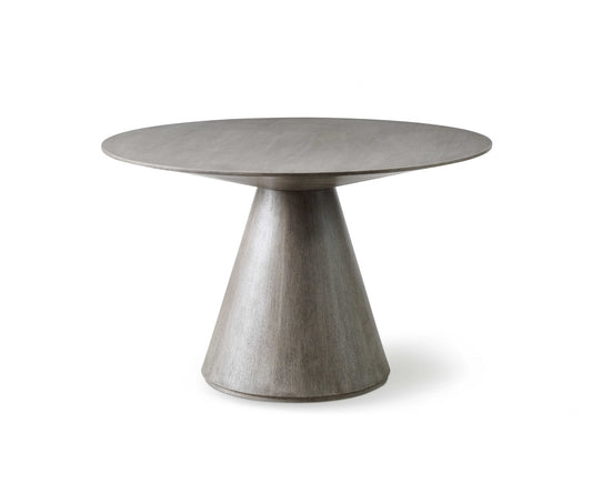 47" Gray Rounded Solid Wood Pedestal Base Dining Table