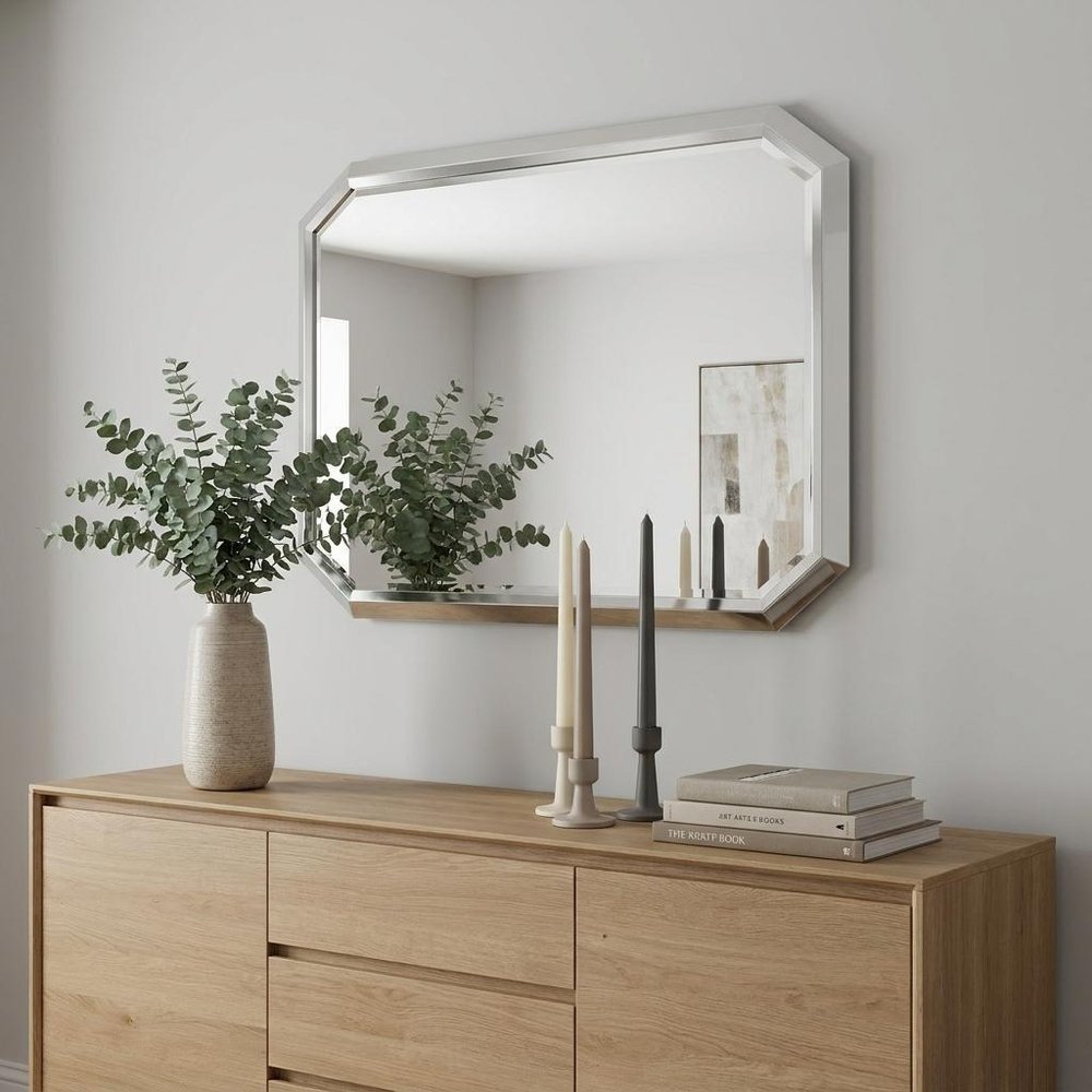 49" Taupe Abstract Glass Framed Accent Mirror