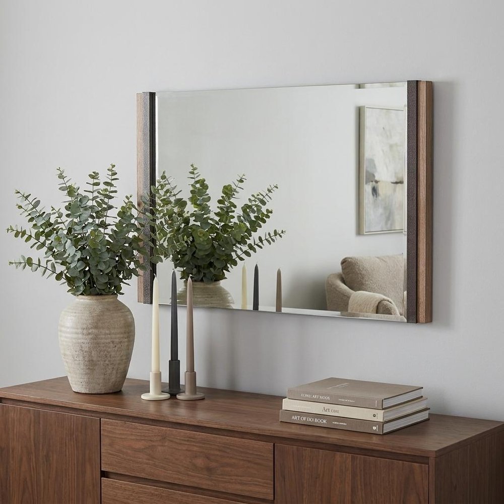 35" Natural Wood Framed Accent Mirror