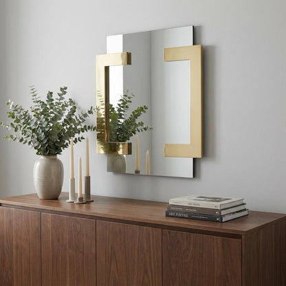 35" Gold Abstract Metal Framed Accent Mirror