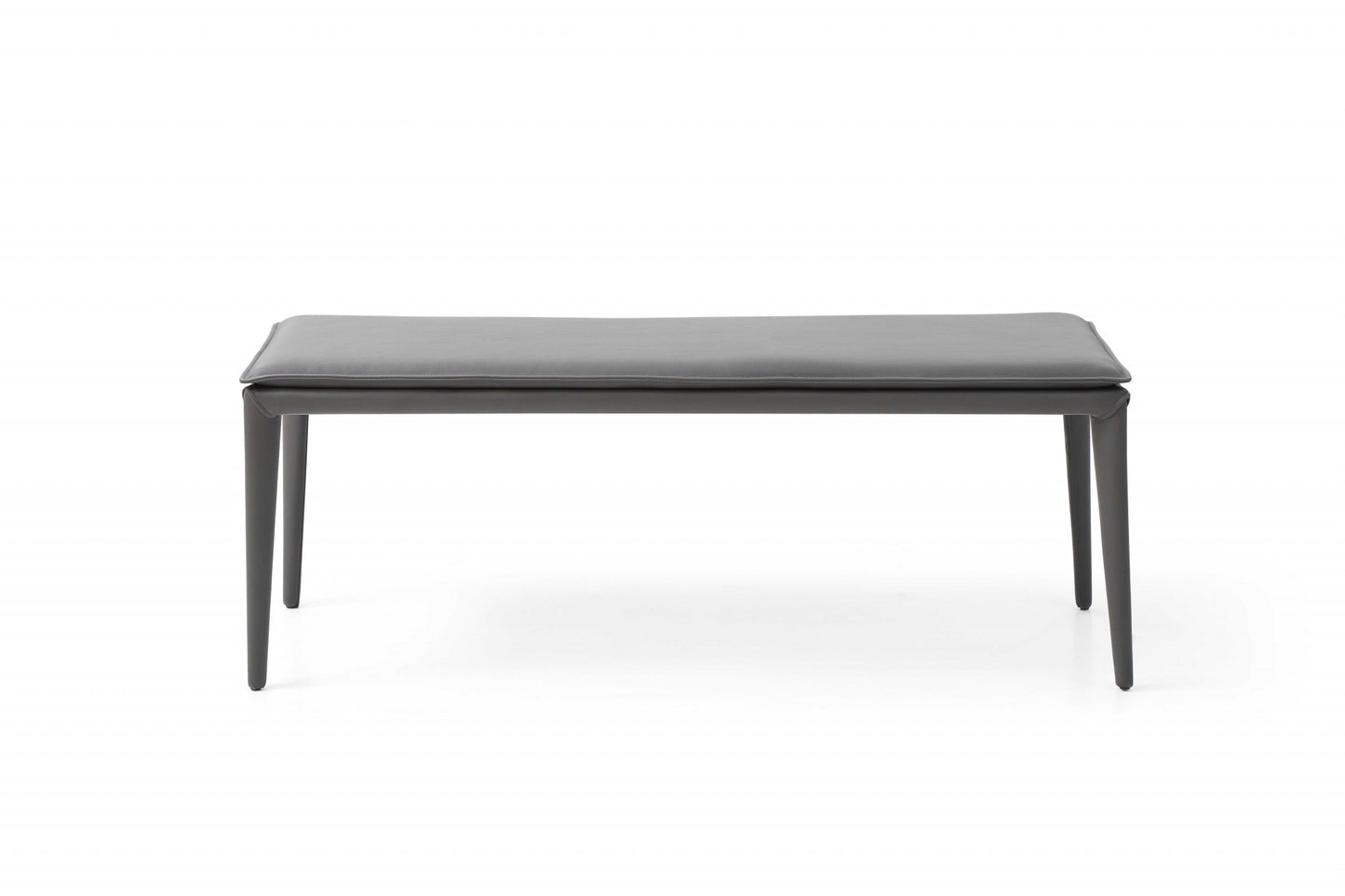 47" Gray Upholstered Faux Leather Bench