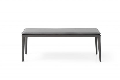 47" Gray Upholstered Faux Leather Bench