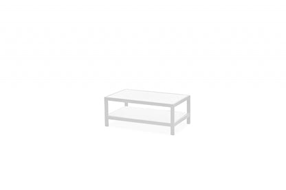 35" White Aluminum Coffee Table With Shelf