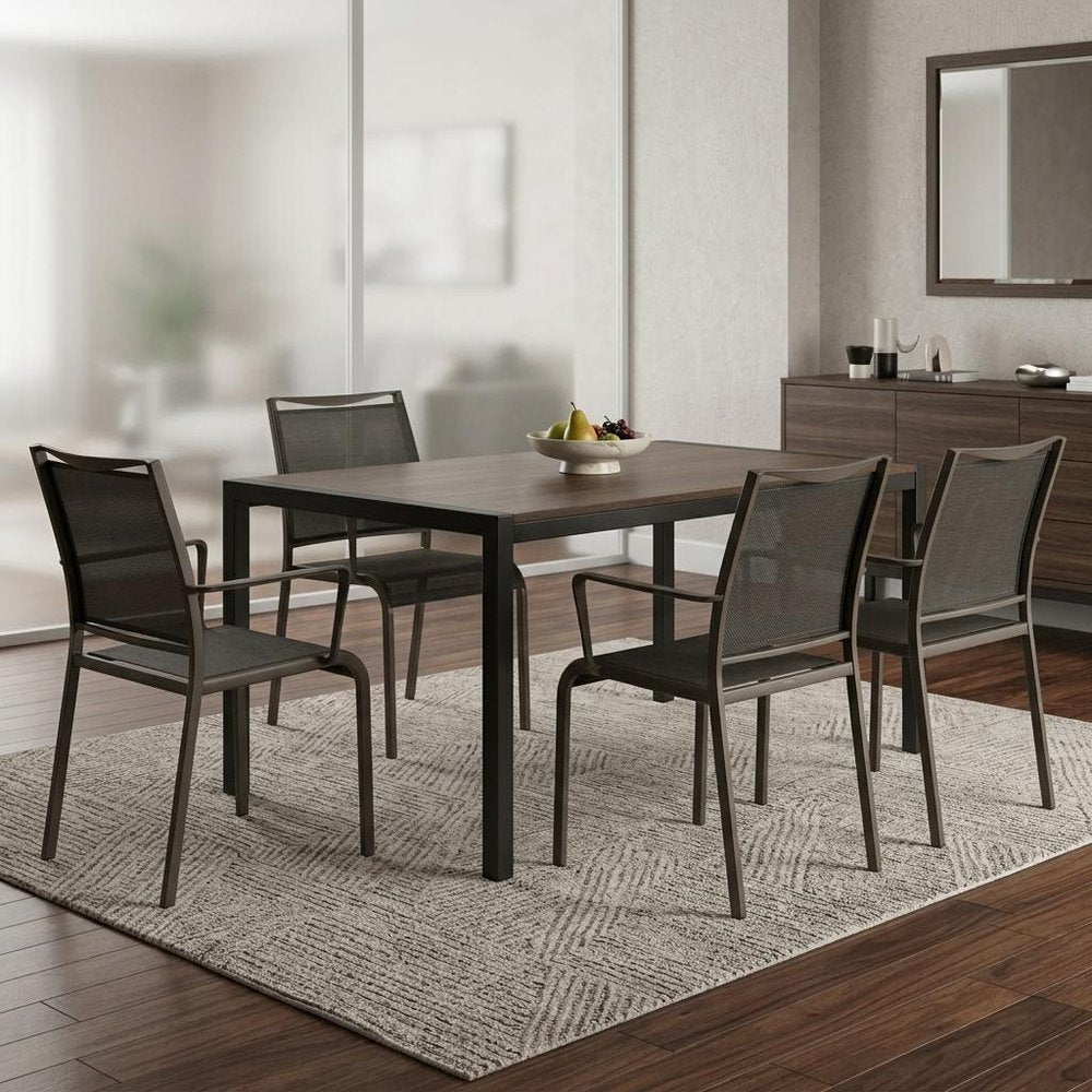 Set of Four Gray Dining Arm Chairs