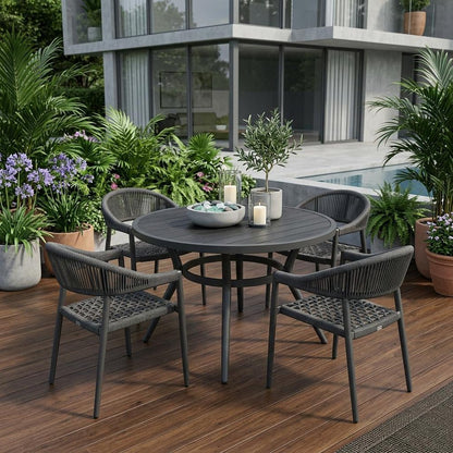Set of Four 22" Gray Aluminum Outdoor Arm Chair